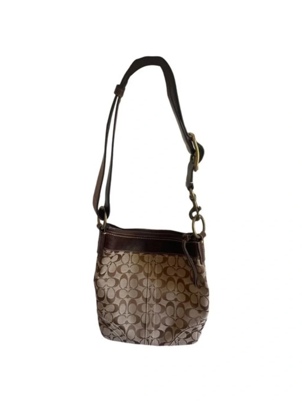 Coach Brown Signature Monogram Crossbody Shoulder Bag